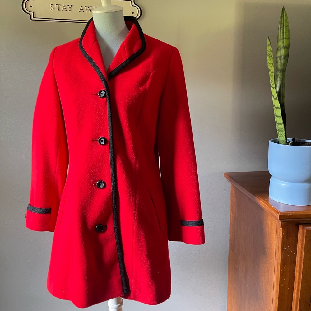 Vintage red pure wool coat union made